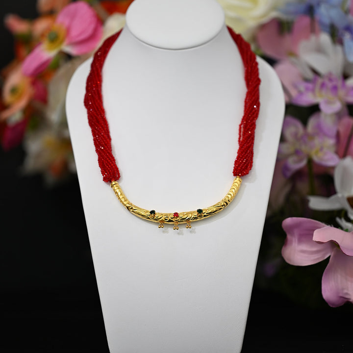 24K YG Red Hydro Crystal Hasuli-1pc