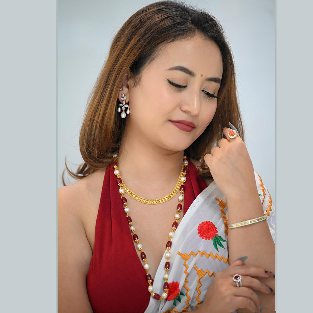 22K YG Women Mixed Semi Stone Necklace-1pc