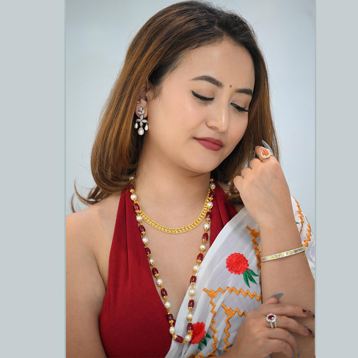 22K YG Women Mixed Semi Stone Necklace-1pc