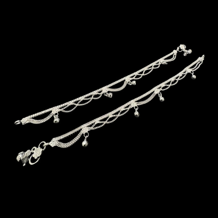 Sterling Silver Fancy Anklet-1pair
