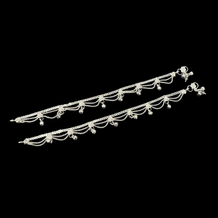 Sterling Silver Fancy Anklet-1pair