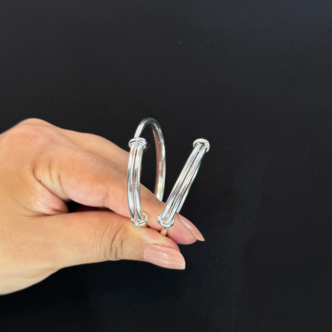 Sterling Silver Kids Adjustable Bangle-1pair