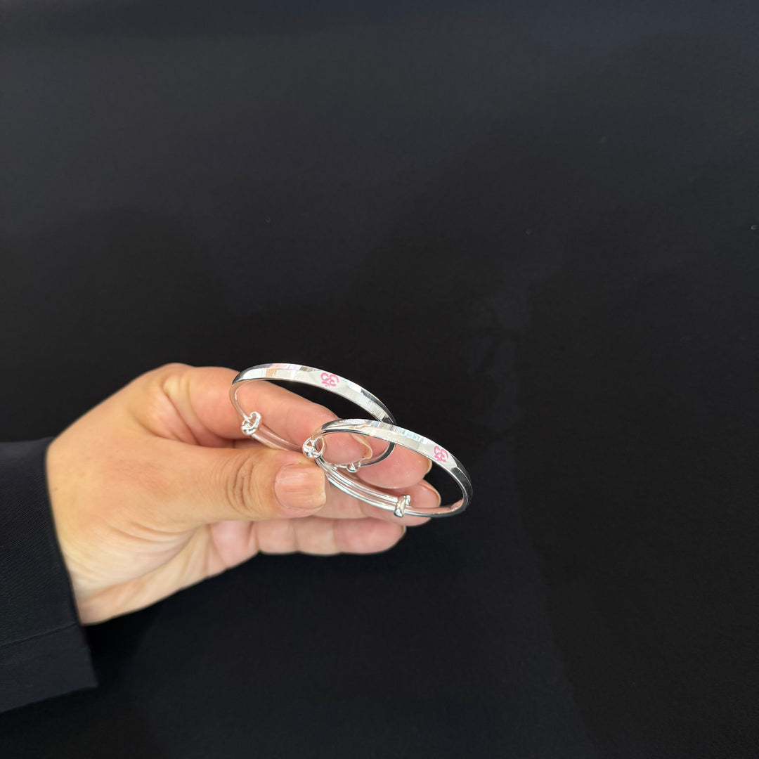 Sterling Silver Kids Adjustable Bangle-1pair