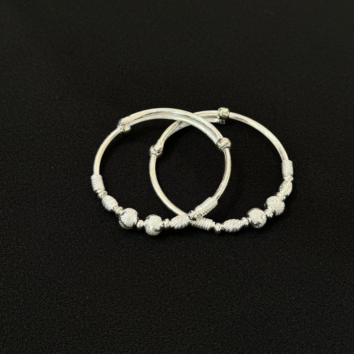 Sterling Silver Kids Adjustable Ball Bangle-1pair