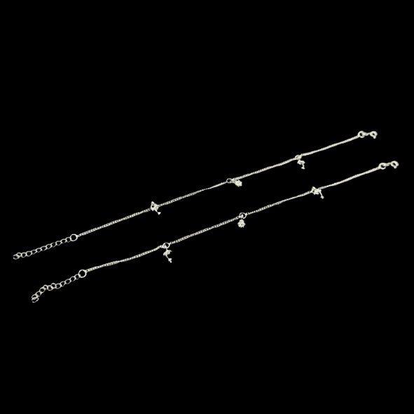 Sterling Silver Fancy Anklet-1pair