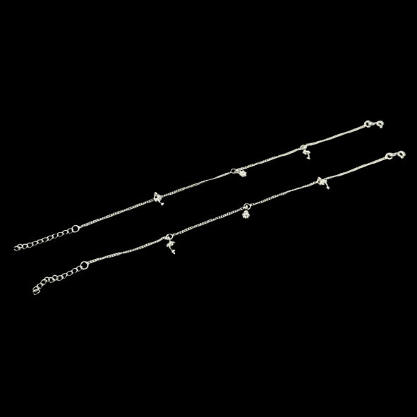 Sterling Silver Fancy Anklet-1pair