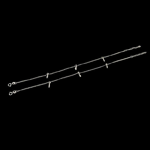 Sterling Silver Fancy Anklet-1pair