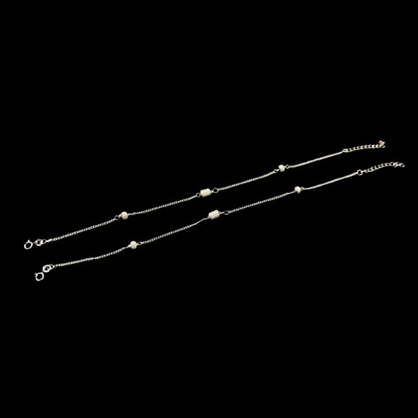 Sterling Silver Fancy Anklet-1pair