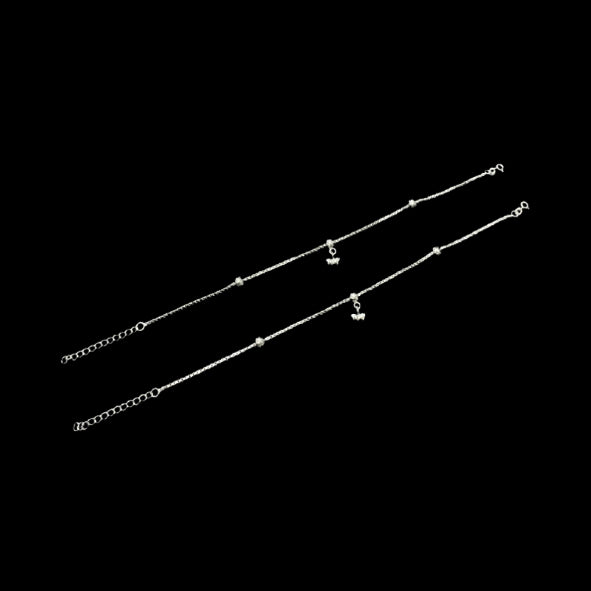 Sterling Silver Fancy Anklet-1pair
