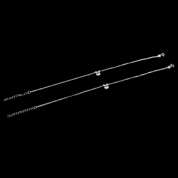 Sterling Silver Fancy Anklet-1pair