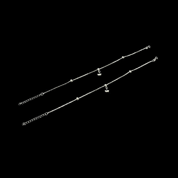 Sterling Silver Fancy Anklet-1pair