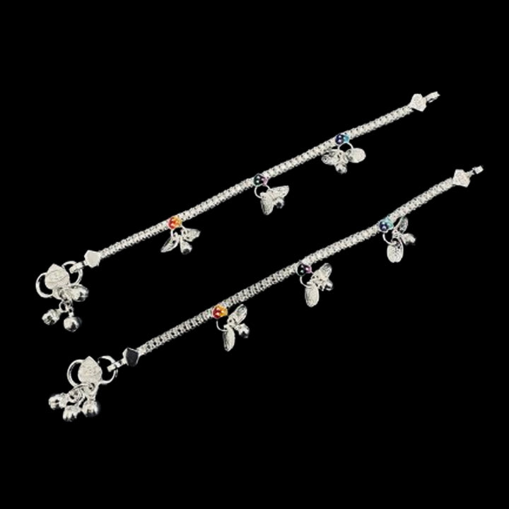 Sterling Silver Fancy Anklet-1pair