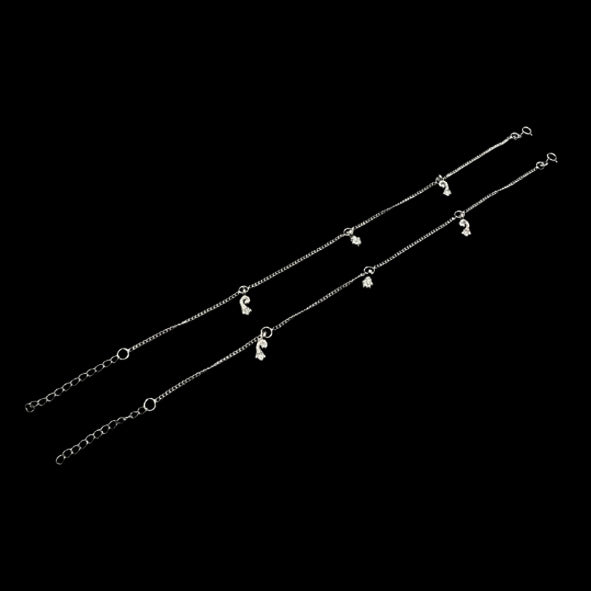Sterling Silver Fancy Anklet-1pair