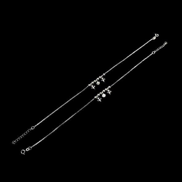 Sterling Silver Fancy Anklet-1pair