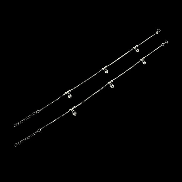 Sterling Silver Fancy Anklet-1pair