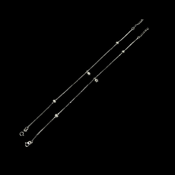 Sterling Silver Fancy Anklet-1pair