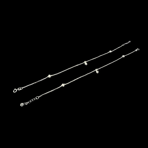 Sterling Silver Fancy Anklet-1pair