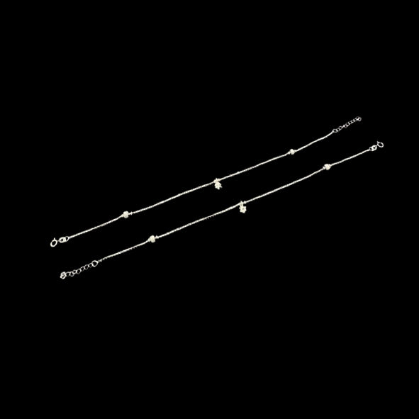 Sterling Silver Fancy Anklet-1pair