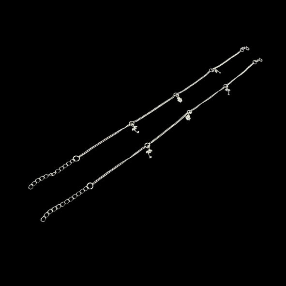 Sterling Silver Fancy Anklet-1pair