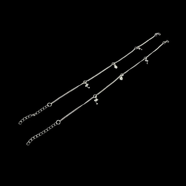 Sterling Silver Fancy Anklet-1pair