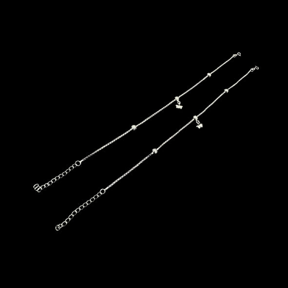 Sterling Silver Fancy Anklet-1pair