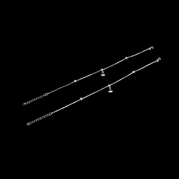 Sterling Silver Fancy Anklet-1pair