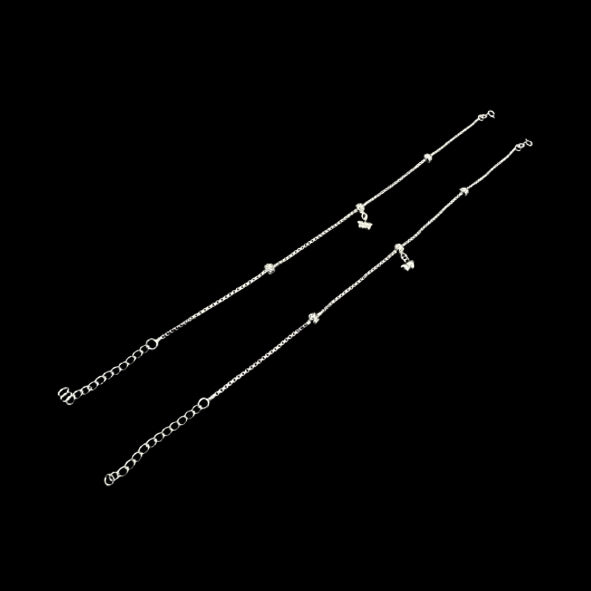 Sterling Silver Fancy Anklet-1pair