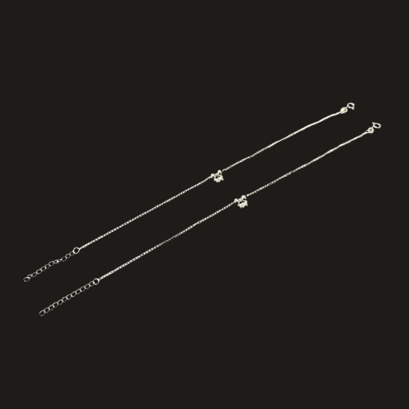 Sterling Silver Fancy Anklet-1pair
