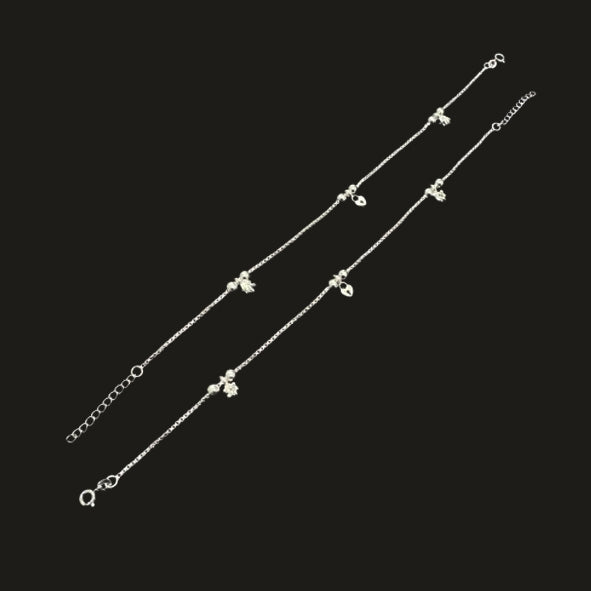 Sterling Silver Fancy Anklet-1pair