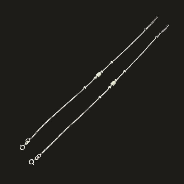 Sterling Silver Fancy Anklet-1pair