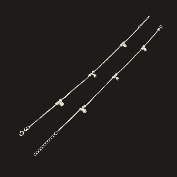 Sterling Silver Fancy Anklet-1pair