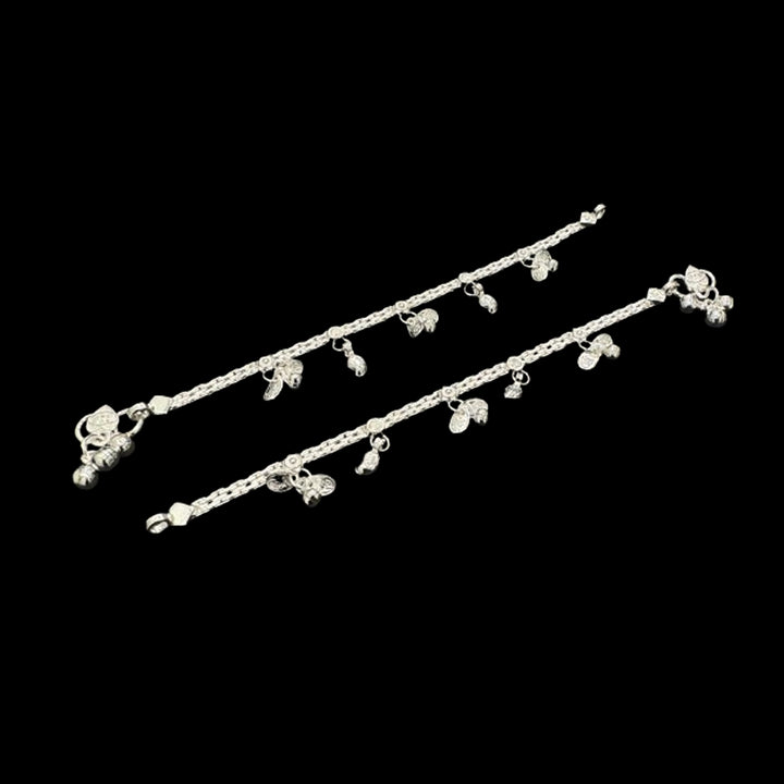Sterling Silver Fancy Anklet-1pair