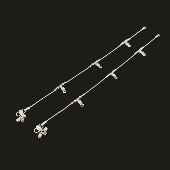 Sterling Silver Fancy Anklet-1pair