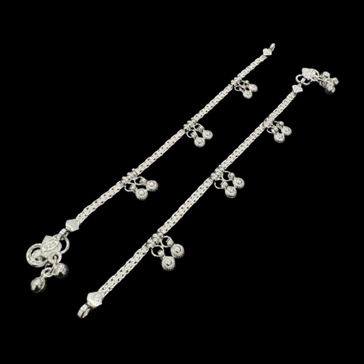 Sterling Silver Fancy Anklet-1pair