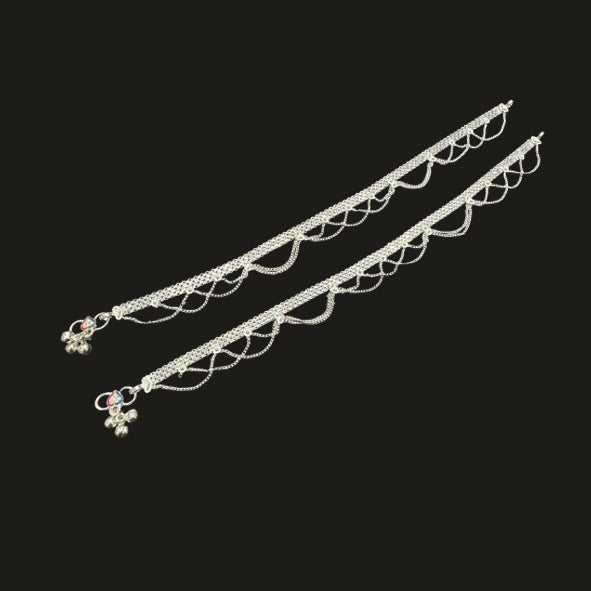 Sterling Silver Fancy Anklet-1pair