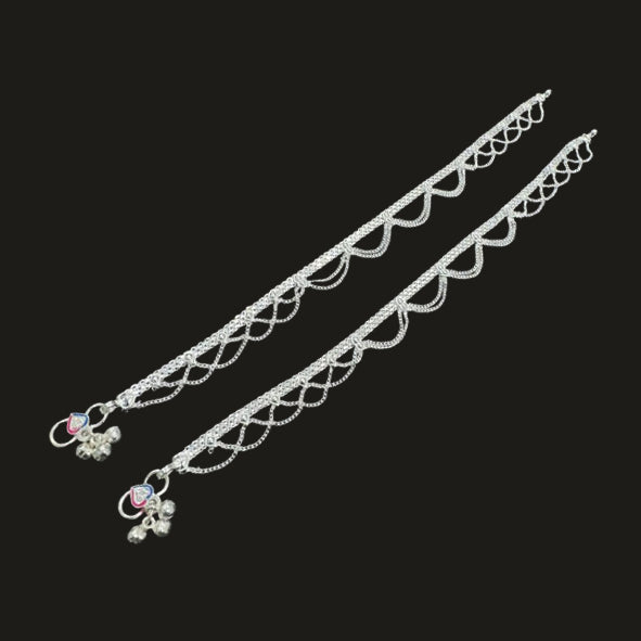 Sterling Silver Fancy Anklet-1pair