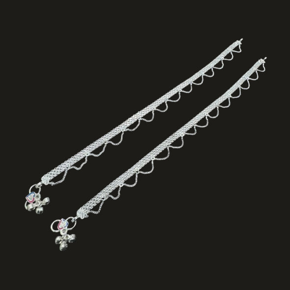 Sterling Silver Fancy Anklet-1pair
