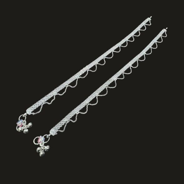 Sterling Silver Fancy Anklet-1pair
