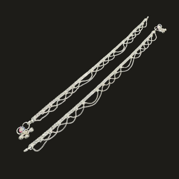 Sterling Silver Fancy Anklet-1pair