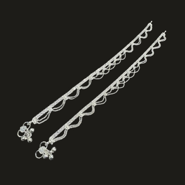 Sterling Silver Fancy Anklet-1pair