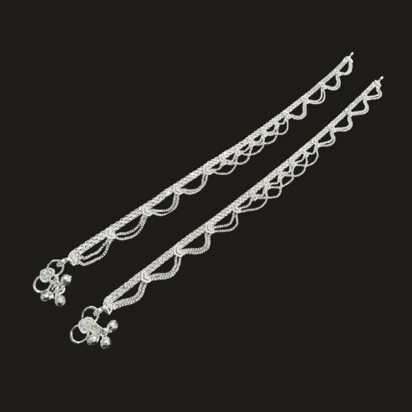 Sterling Silver Fancy Anklet-1pair