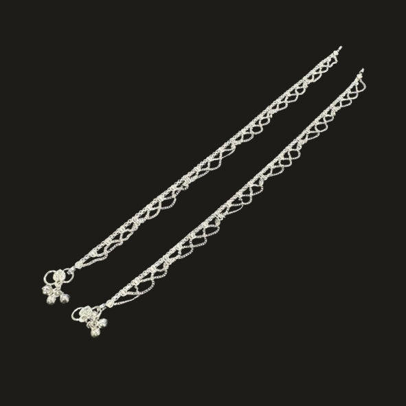 Sterling Silver Fancy Anklet-1pair