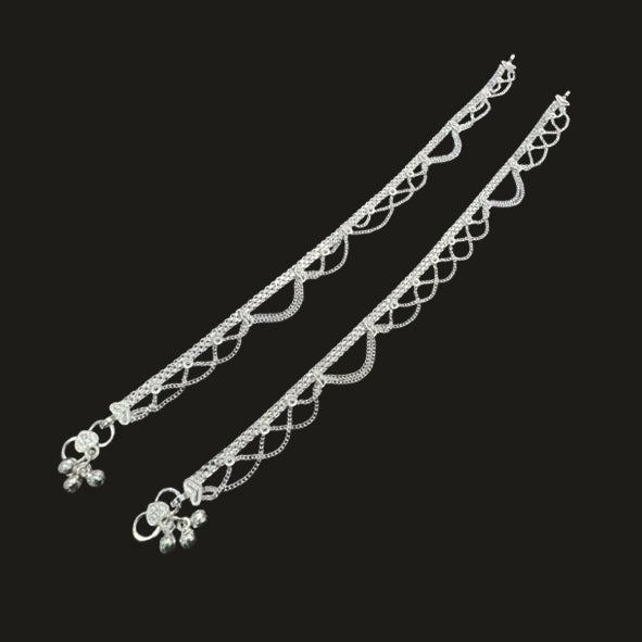 Sterling Silver Fancy Anklet-1pair