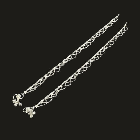 Sterling Silver Fancy Anklet-1pair