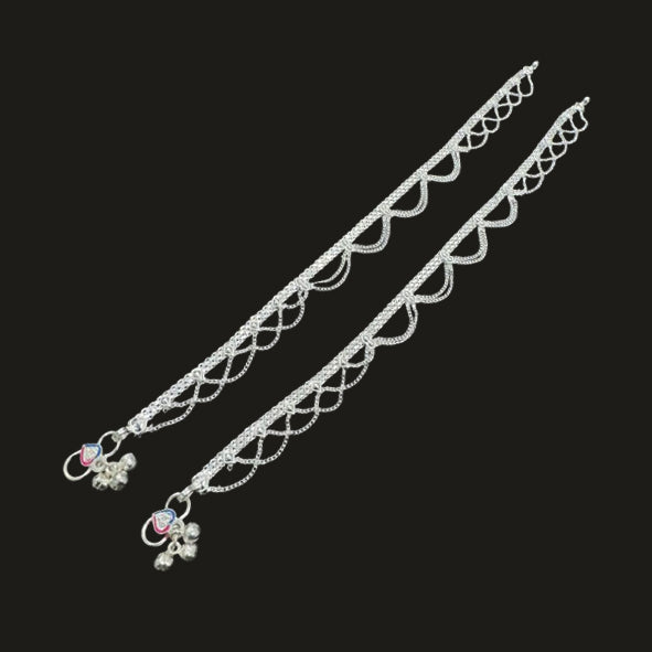 Sterling Silver Fancy Anklet-1pair