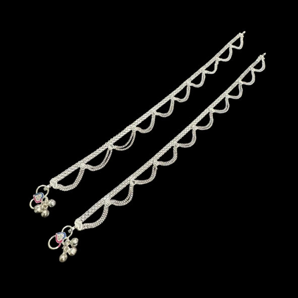 Sterling Silver Fancy Anklet-1pair