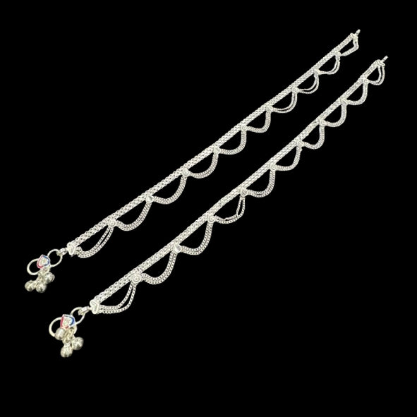 Sterling Silver Fancy Anklet-1pair