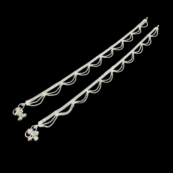 Sterling Silver Fancy Anklet-1pair