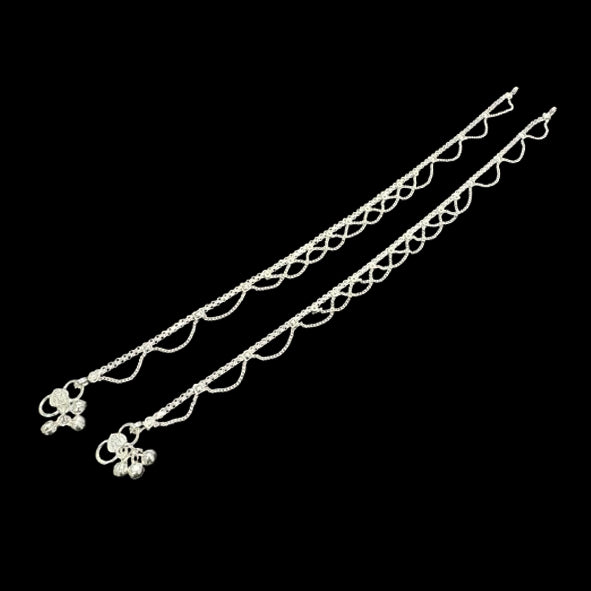 Sterling Silver Fancy Anklet-1pair