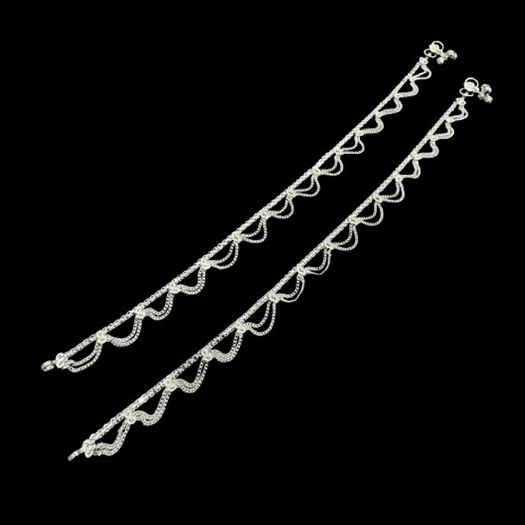 Sterling Silver Fancy Anklet-1pair